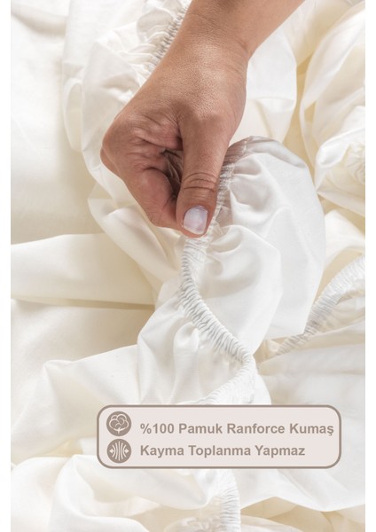 Lastikli Çarşaf Seti Çift Kişilik %100 Pamuk Ranforce (160X200 Cm) Krem fiyatları