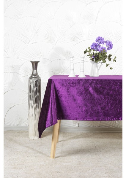 Kadife Masa Örtüsü Dikdörtgen (150X220 Cm) Mor