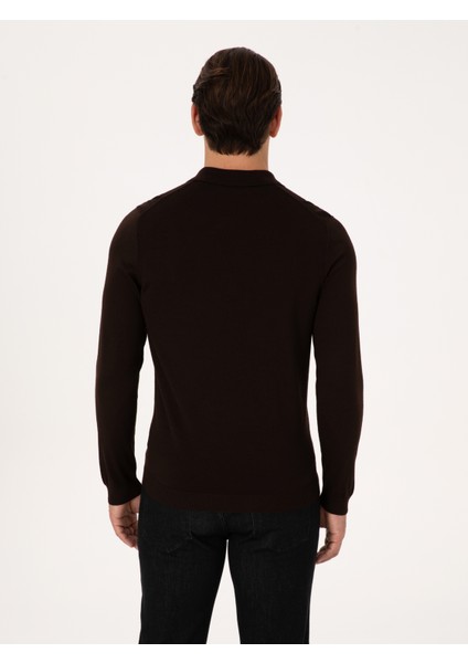 Erkek Kahverengi Slim Fit Basic Kazak 50318620-VR029 indirimleri