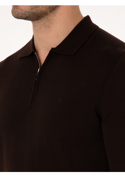 Erkek Kahverengi Slim Fit Basic Kazak 50318620-VR029