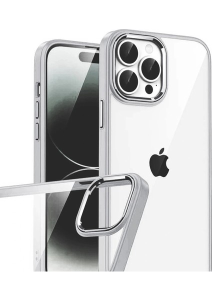 Apple iPhone 15 Pro Max Lensli Silikon - Gümüş fiyatları