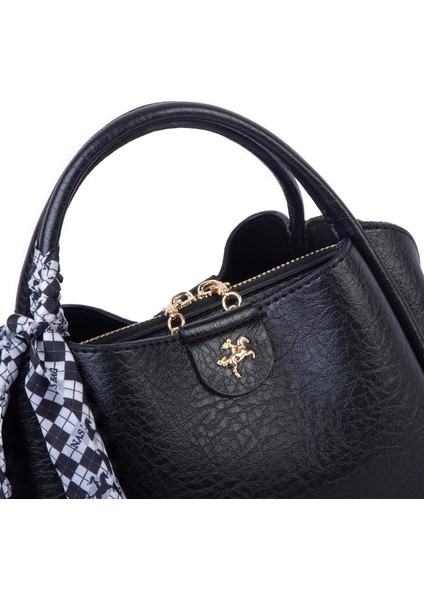 Fularlı Mini Boy El ve Çapraz Çanta Siyah Victoria fiyatları