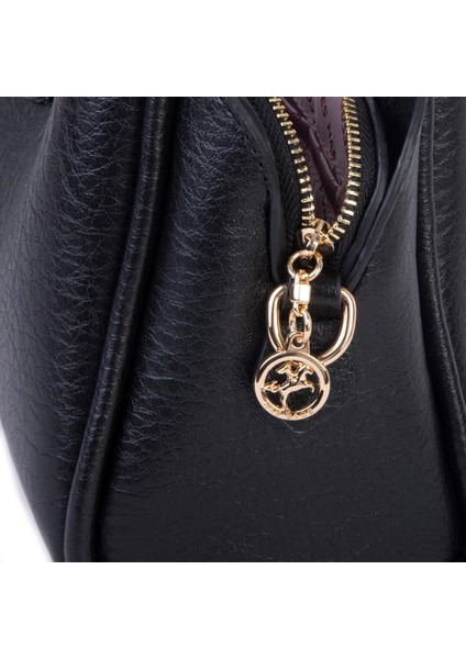 Fularlı Mini Boy El ve Çapraz Çanta Siyah Victoria