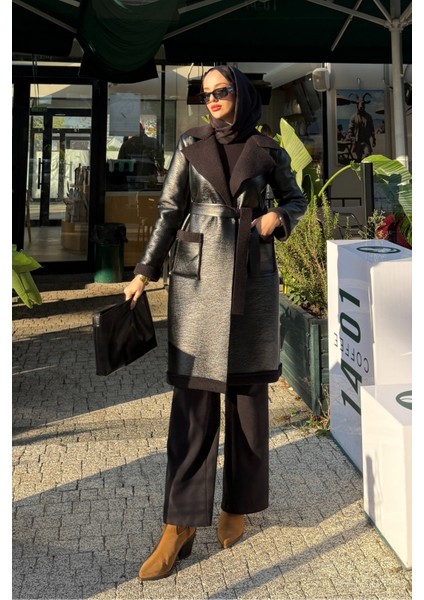 Ribana Içi Kürklü Suni Deri Kaban- Siyah