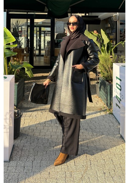 Ribana Içi Kürklü Suni Deri Kaban- Siyah modelleri