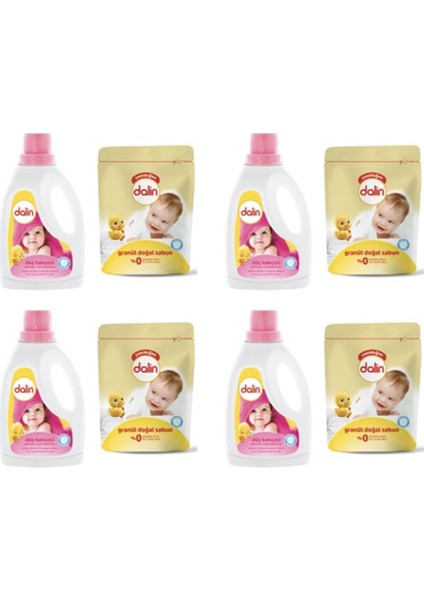 Çamaşır Yumuşatıcısı Düş Bahçesi 1500 ml 4 Adet + Granül Sabun Toz Deterjan 500 gr 4 Adet