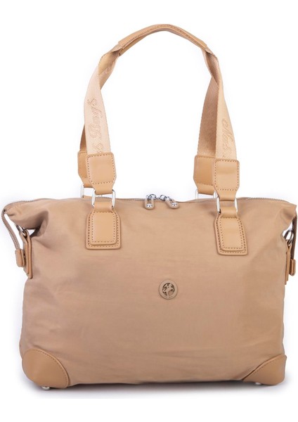 Ultra Hafif Su Geçirmez Spor Kadın Büyük Boy Omuz ve Çapraz Çanta Bej