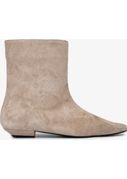 Kadın Hakiki Deri Taş Süet Düz Bot 1168 8157 Bn Bot SK25-26 Tas Suet