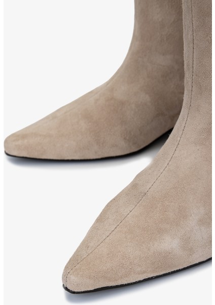 Kadın Hakiki Deri Taş Süet Düz Bot 1168 8157 Bn Bot SK25-26 Tas Suet modelleri