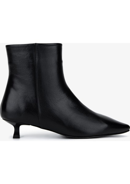 Kadın Hakiki Deri Siyah Topuklu Bot 492 2035 Bn Bot SK25-26 Sıyah Dr