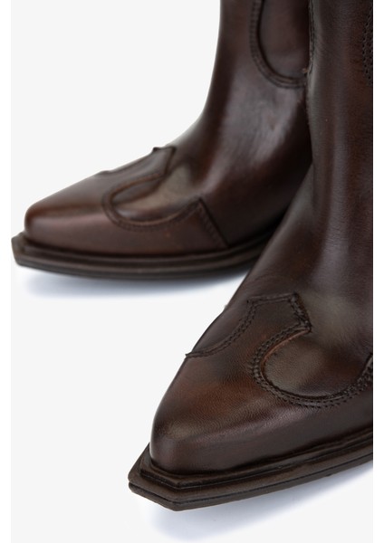 Kadın Hakiki Deri Kahverengi Western Çizme 35 9404 Bn Czm SK25-26 Kahve Atlas modelleri