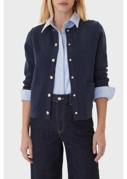 Pamuklu Regular Fit Çift Taraflı Düğmeli Kazak Bayan Kazak WW0WW40846 0x4