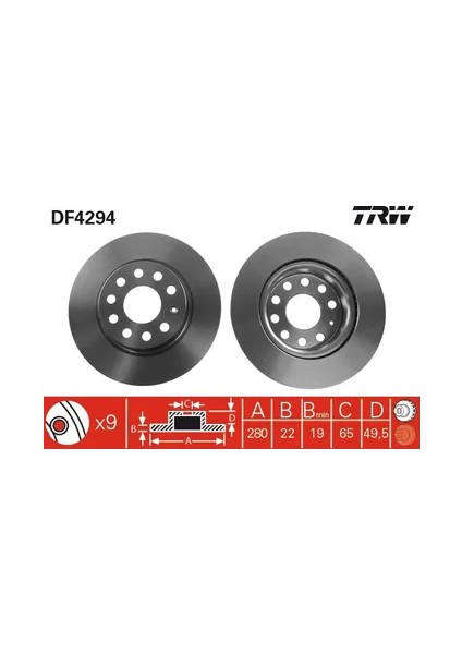 DF4294 - Fren Diski Ön Hava Kanallı - Trw