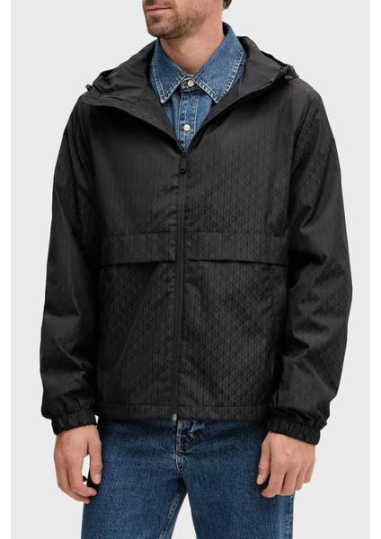 Tamamı Logolu Relaxed Fit Kapüşonlu Mont LV04RD510GUB1 Erkek Mont LV04RD510G Ub1