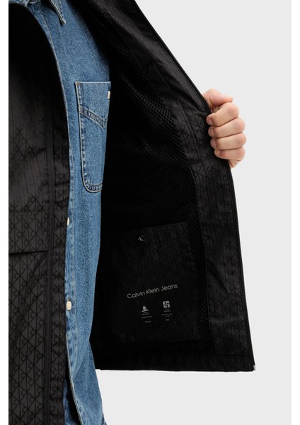 Tamamı Logolu Relaxed Fit Kapüşonlu Mont LV04RD510GUB1 Erkek Mont LV04RD510G Ub1