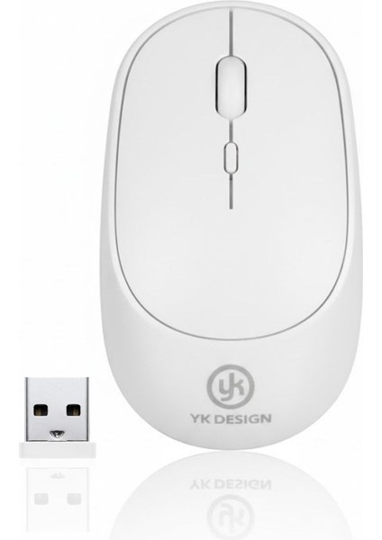 ® Beyaz Renkli Ergonomik Sessiz Kablosuz Mouse – USB Alıcılı, Ofis ve Oyun Için Konforlu Bilgisayar Faresi