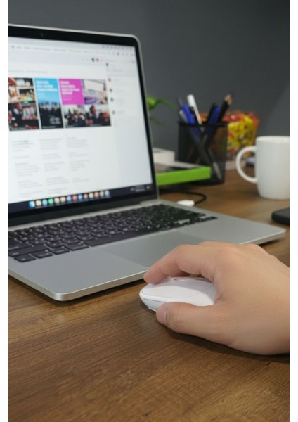 ® Beyaz Renkli Ergonomik Sessiz Kablosuz Mouse – USB Alıcılı, Ofis ve Oyun Için Konforlu Bilgisayar Faresi