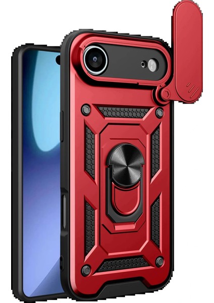 Apple iPhone 17 Air Pars Lens Yüzüklü Silikon - Kırmızı