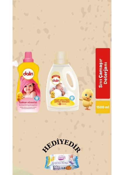 Konsantre Yumuşatıcı Bahar Ninnisi 1200 ml Doğal Sabun Bazlı Sıvı Çamaşır Deterjanı 1500 ml