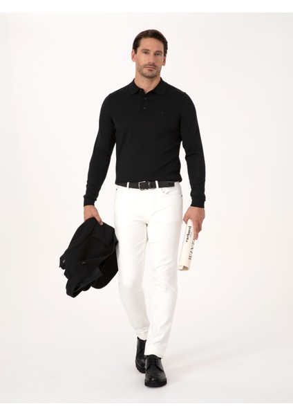 Erkek Siyah Regular Fit Yün Karışımlı Polo Yaka Basic Triko Kazak 50318855-VR046 fırsatları