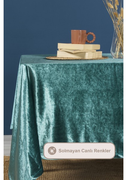 Kadife Masa Örtüsü Dikdörtgen (150X220 Cm) Petrol fiyatları