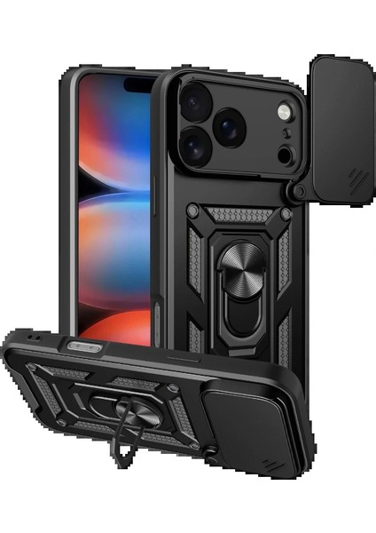 Apple iPhone 17 Pro Pars Lens Yüzüklü Silikon - Siyah