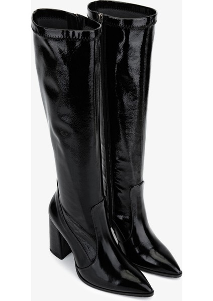 Kadın Deri & Suni Siyah Rugan Topuklu Çizme 33 3334 Bn Czm SK25-26 Sıyah Rugan fiyatları