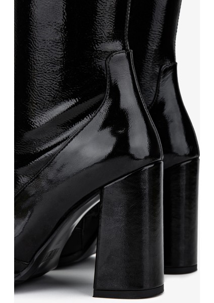 Kadın Deri & Suni Siyah Rugan Topuklu Çizme 33 3334 Bn Czm SK25-26 Sıyah Rugan fırsatları