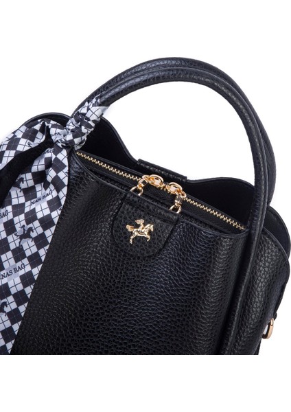 Fularlı Mini Boy El ve Çapraz Çanta Siyah Lopez fiyatları