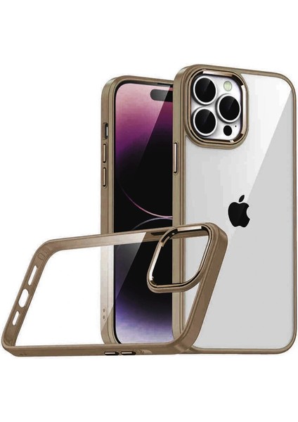 Apple iPhone 15 Pro Max Lensli Silikon - Çöl Titanyum