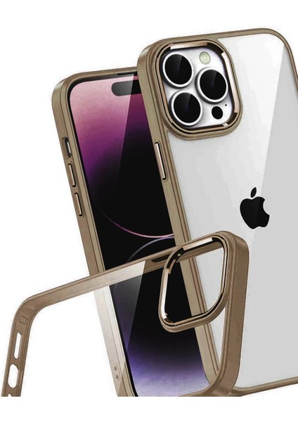 Apple iPhone 15 Pro Max Lensli Silikon - Çöl Titanyum modelleri