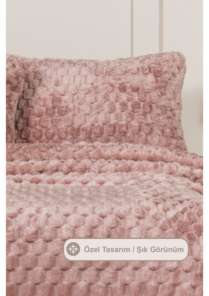 Polen Battaniye Seti Çift Kişilik Wellsoft 3 Parça (230X250 Cm) Gülkurusu modelleri