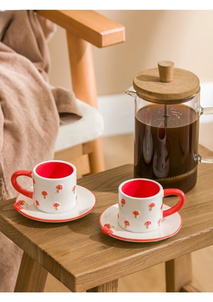 Lcw Home Karışık Mantar Desenli Iki Kişilik Seramik Kahve Fincan Takımı 100 ml