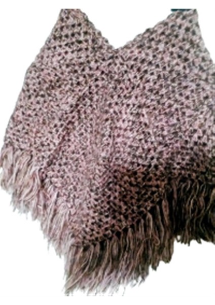 El Örgüsü Etnik Otantik Bej Kırçıllı Simli Büyük Beden Panço