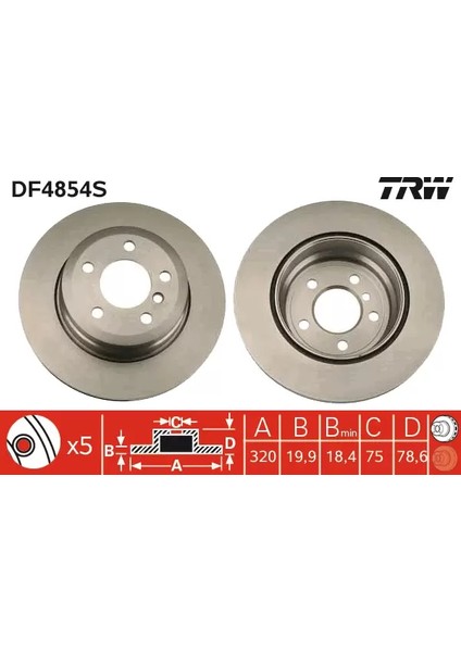 DF4854S - Fren Diski Arka Hava Kanallı - Trw