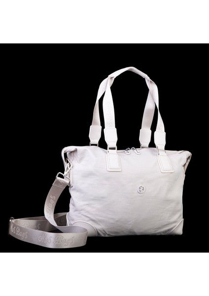 Ultra Hafif Su Geçirmez Spor Kadın Büyük Boy Omuz ve Çapraz Çanta Krem