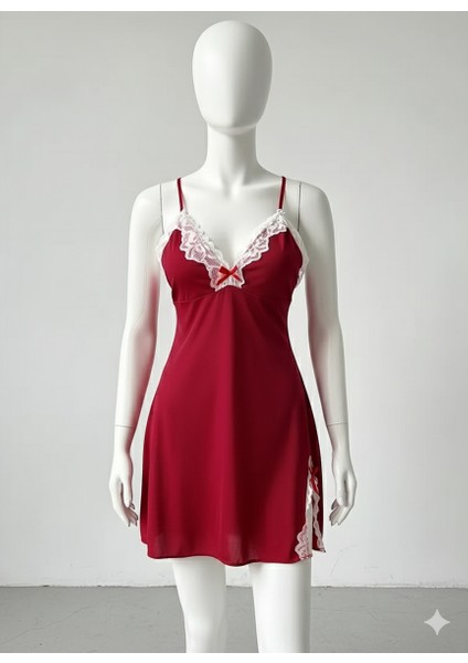 Yılbaşı Özel Kırmızı Dantel Gecelik
