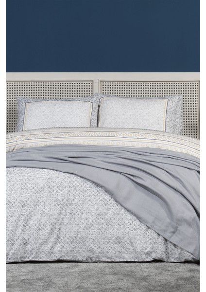 Liya Nevresimli Pike Takımı Çift Kişilik Pamuklu 5 Parça (200X220 Cm) Gri
