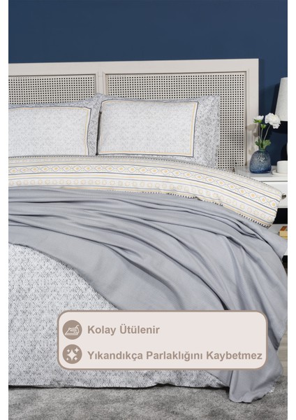 Liya Nevresimli Pike Takımı Çift Kişilik Pamuklu 5 Parça (200X220 Cm) Gri fiyatları
