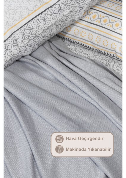 Liya Nevresimli Pike Takımı Çift Kişilik Pamuklu 5 Parça (200X220 Cm) Gri fırsatları