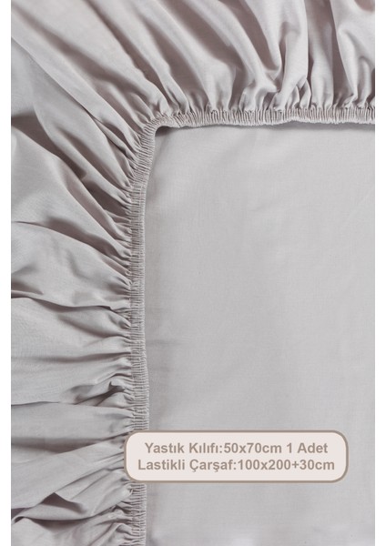 Lastikli Çarşaf Seti Tek Kişilik %100 Pamuk Ranforce (100X200 Cm) Gri modelleri