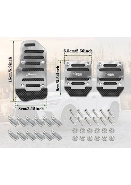 Araba Pedal Seti Spor Kaymaz Manuel Araba Gaz Fren Debriyaj Pedalı Kapağı Silver