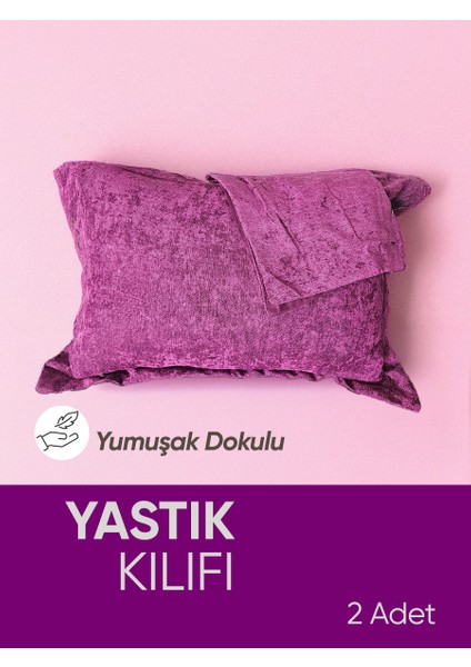 Fuşya Oxford Yastık Kılıfı 2 Adet Set, Yumuşak Dokulu, Flaplı