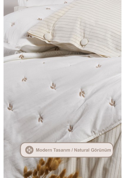 Larissa Yatak Örtüsü Seti Tek Kişilik Nakışlı (160X220 Cm) Bej modelleri