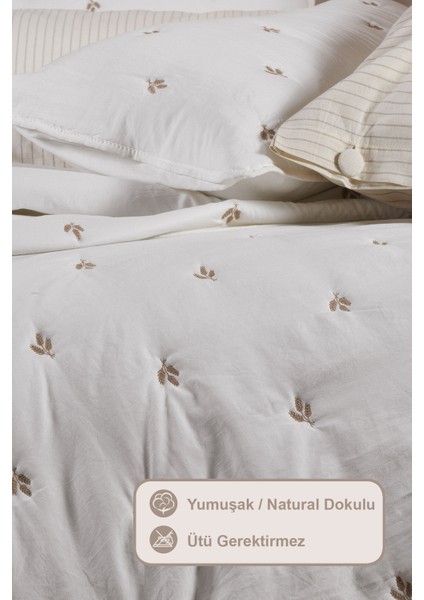 Larissa Yatak Örtüsü Seti Tek Kişilik Nakışlı (160X220 Cm) Bej fırsatları
