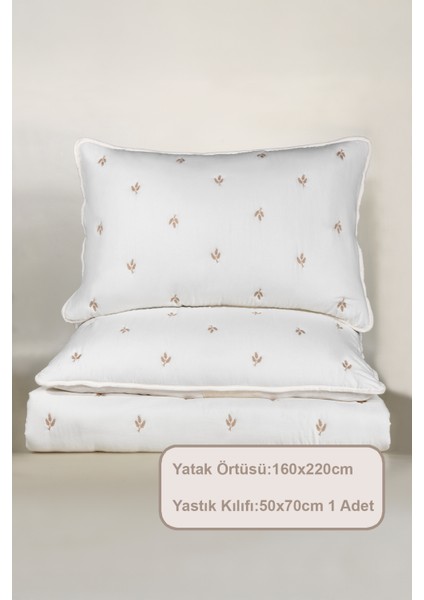 Larissa Yatak Örtüsü Seti Tek Kişilik Nakışlı (160X220 Cm) Bej indirimleri
