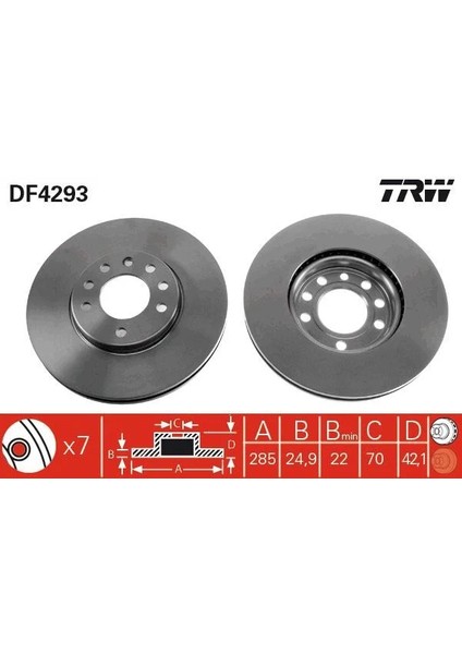 DF4293 - Fren Diski Ön Hava Kanallı - Trw