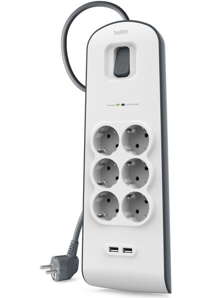 BSV604VF2M-V2 6'lı 2m Akım Koruma Priz+2x Usb-A modelleri