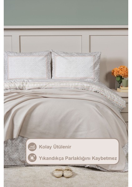 Liya Nevresimli Pike Takımı Çift Kişilik Pamuklu 5 Parça (200X220 Cm) Bej fiyatları