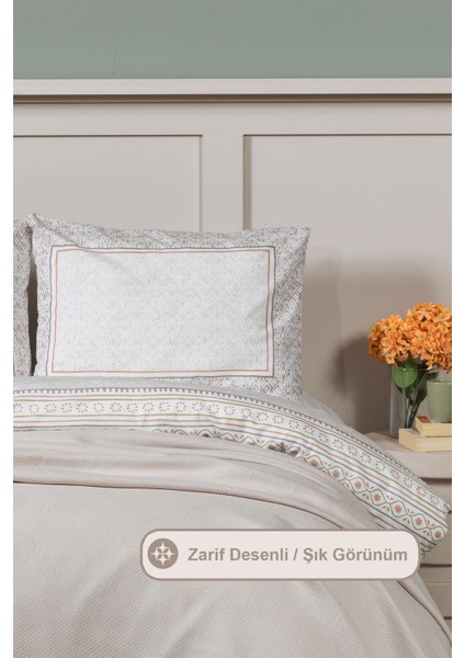 Liya Nevresimli Pike Takımı Çift Kişilik Pamuklu 5 Parça (200X220 Cm) Bej modelleri